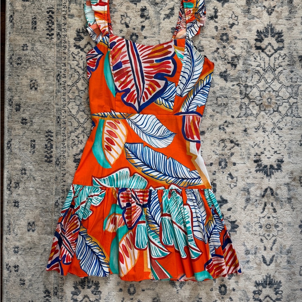 Tropical Leaf Print Mini Dress